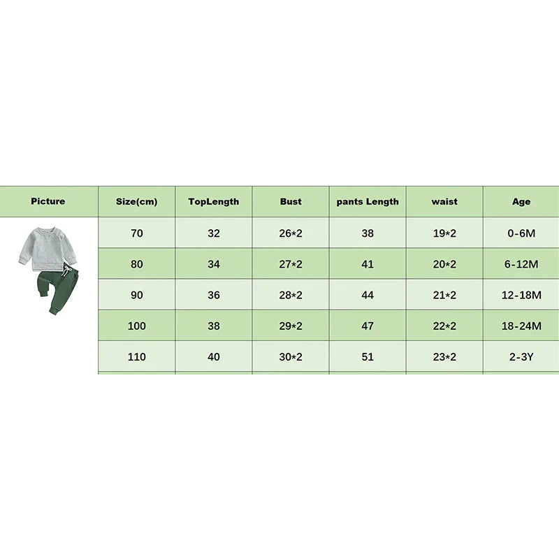 Baby Toddler Boy Girl 2Pcs Outfit Long Sleeve Crewneck Pullover Top Jogger Pant Set