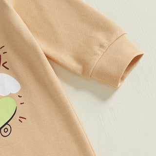 Baby Girl Boy Romper Duck Duck Letter Skateboarding Goose Print Long Sleeve Jumpsuit