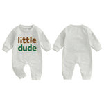 Baby Boys Mama's Boy / Little Dude Fall Romper Letter Embroidery Long Sleeve Crew Neck Full Length Jumpsuit