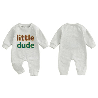 Baby Boys Mama's Boy / Little Dude Fall Romper Letter Embroidery Long Sleeve Crew Neck Full Length Jumpsuit