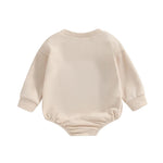 Baby Girls Boys Little Bean Bodysuit Long Sleeve Letter Embroidery Casual Playsuit Romper