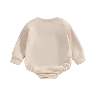 Baby Girls Boys Little Bean Bodysuit Long Sleeve Letter Embroidery Casual Playsuit Romper