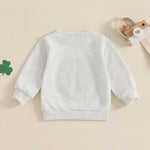 Baby Toddler Girl Boy St. Patrick's Day Casual Four Leaf Clover Shamrock Embroidery Long Sleeve Crewneck Top