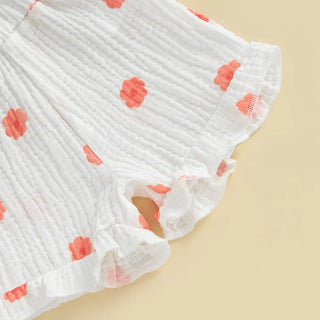 Baby Toddler Girls 2Pcs Floral Outfit Cap Sleeve T-shirt Top Elastic Waist Ruffle Shorts Summer Set