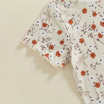 Baby Toddler Girls 2Pcs Set Floral Print Lettuce Trim Short Sleeve T-shirt Top Elastic Waist Shorts Summer Clothes Outfit