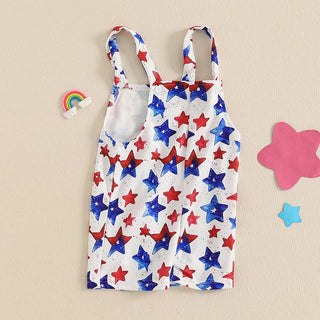 Baby Boys Girls 4th of July Romper Stars and Stripes Pattern Infant Overalls Sleeveless Tank Jumpsuit