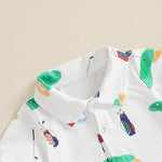 Baby Boy Girl Golf Romper Half Button-up Lapel Neck Short Sleeve Jumpsuit Summer Clothes