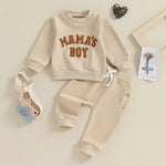 Toddler Baby Boy 2Pcs Fall Winter Outfits Long Sleeve Letter Mama's Boy Crewneck Top Jogger Pants Set