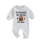 Baby Girl Boy Romper On Saturdays We Watch Football With Daddy Letter Print Long Sleeve Round Neck Jumpsuit Fall Clothes
