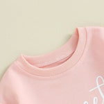 Baby Girls Boys Valentine's Day Long Sleeve Sweet Heart Letters Bubble Romper