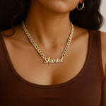 Signature Name Necklace with Chunky Iced Cuban Chain