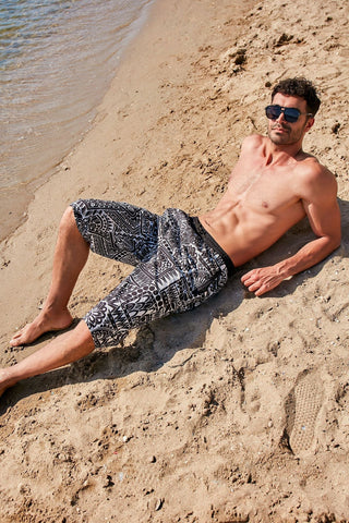 Black Patterned Men's Shorts S2362 - By Baano