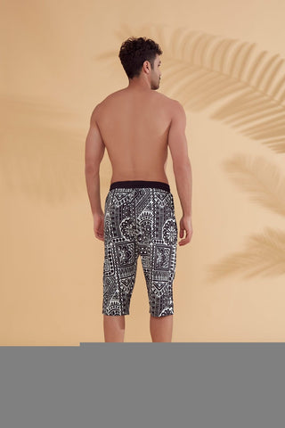 Black Patterned Men's Shorts S2362 - By Baano