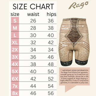 Style 6207 |  No Roll High Waist Lace Thigh Slimmer with Extra Firm Support Rago Shapewear