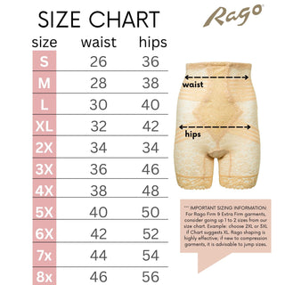 Style 6207 |  No Roll High Waist Lace Thigh Slimmer with Extra Firm Support Rago Shapewear