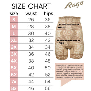 Style 6207 |  No Roll High Waist Lace Thigh Slimmer with Extra Firm Support Rago Shapewear