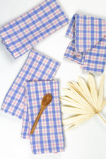 Sofia Plaid Dinner Napkin in Periwinkle Blue and Pink