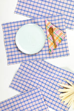 Sofia Plaid Placemat in Periwinkle Blue and Pink