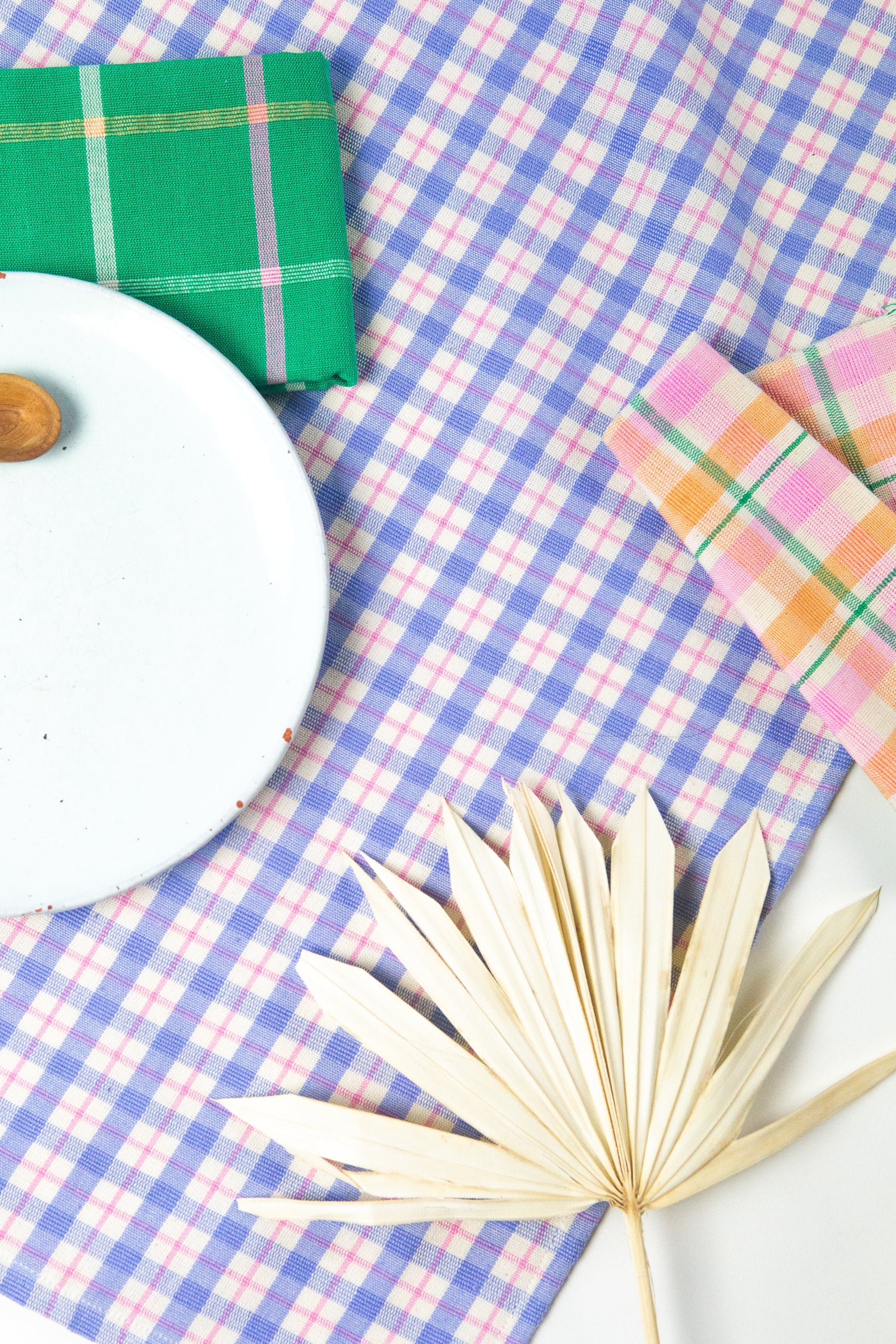 Sofia Plaid Runner in Periwinkle Blue and Pink