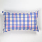 Abigail Plaid Square Pillow in Periwinkle and Pink