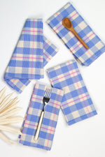 Abigail Plaid Dinner Napkin in Periwinkle Blue and Pink