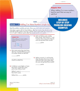 Spectrum Math Word Problems Grade 4 Workbook, Ages 10 to 11, 4th Grade Math Word Problems, Fractions, Decimals, Money, Measurements, Multi-Step Word Problems, and Preparing for Algebra - 128 Pages (Spiral Bound) - By Baano