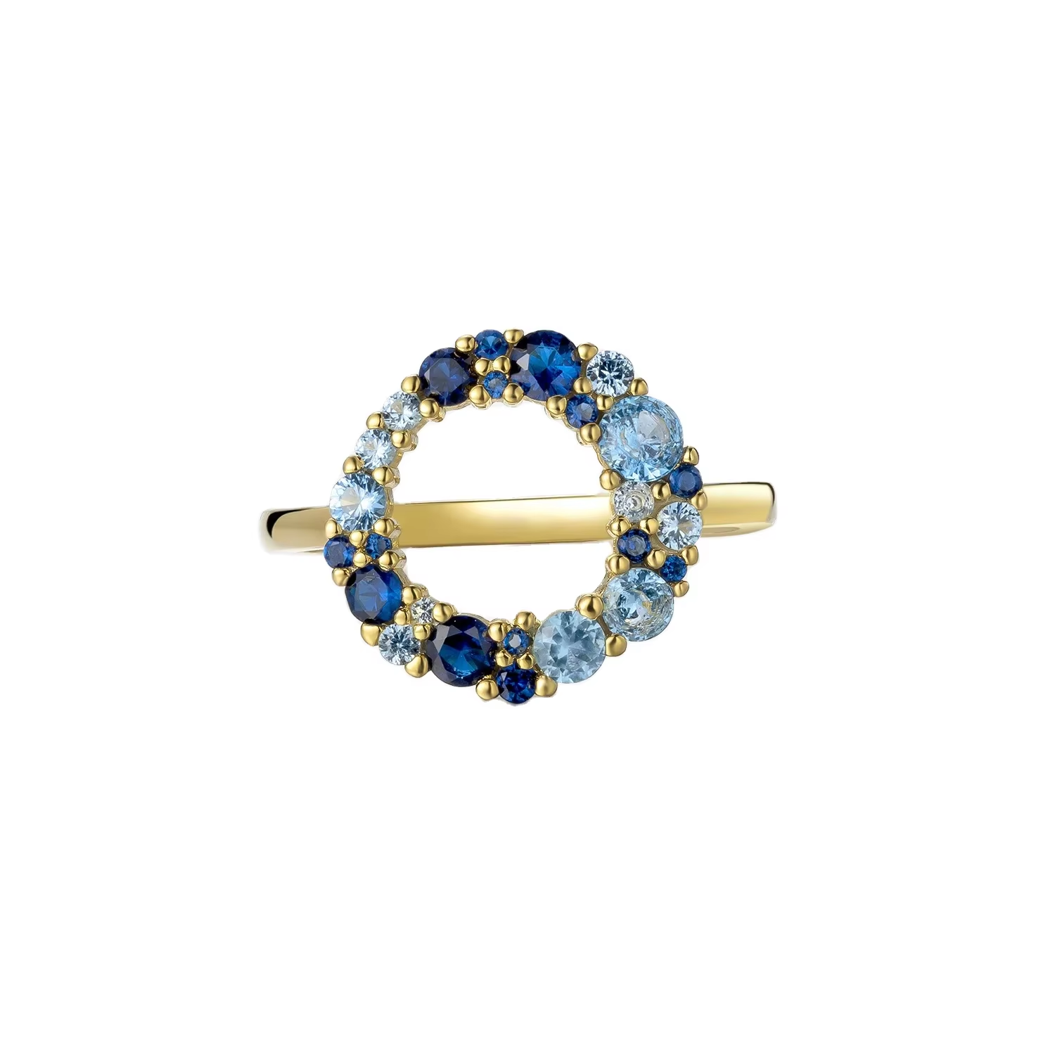 Seaside Statement Ring in Gold - Stunning Shades of Blue, Perfect for Your Vacation