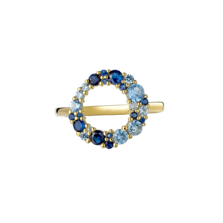 Seaside Statement Ring in Gold - Stunning Shades of Blue, Perfect for Your Vacation