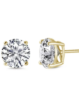 Brilliant Round Cut Studs in Gold  - Effortless Elegance