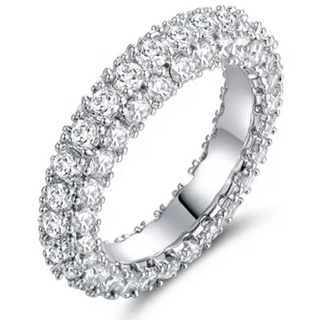 Jasmine Eternity Ring in Silver - Triple the Glamour