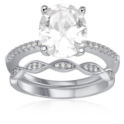 Miley Engagement Ring Set in Silver - Demi-Fine, Fully Fabulous Set