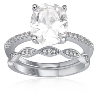 Miley Engagement Ring Set in Silver - Demi-Fine, Fully Fabulous Set