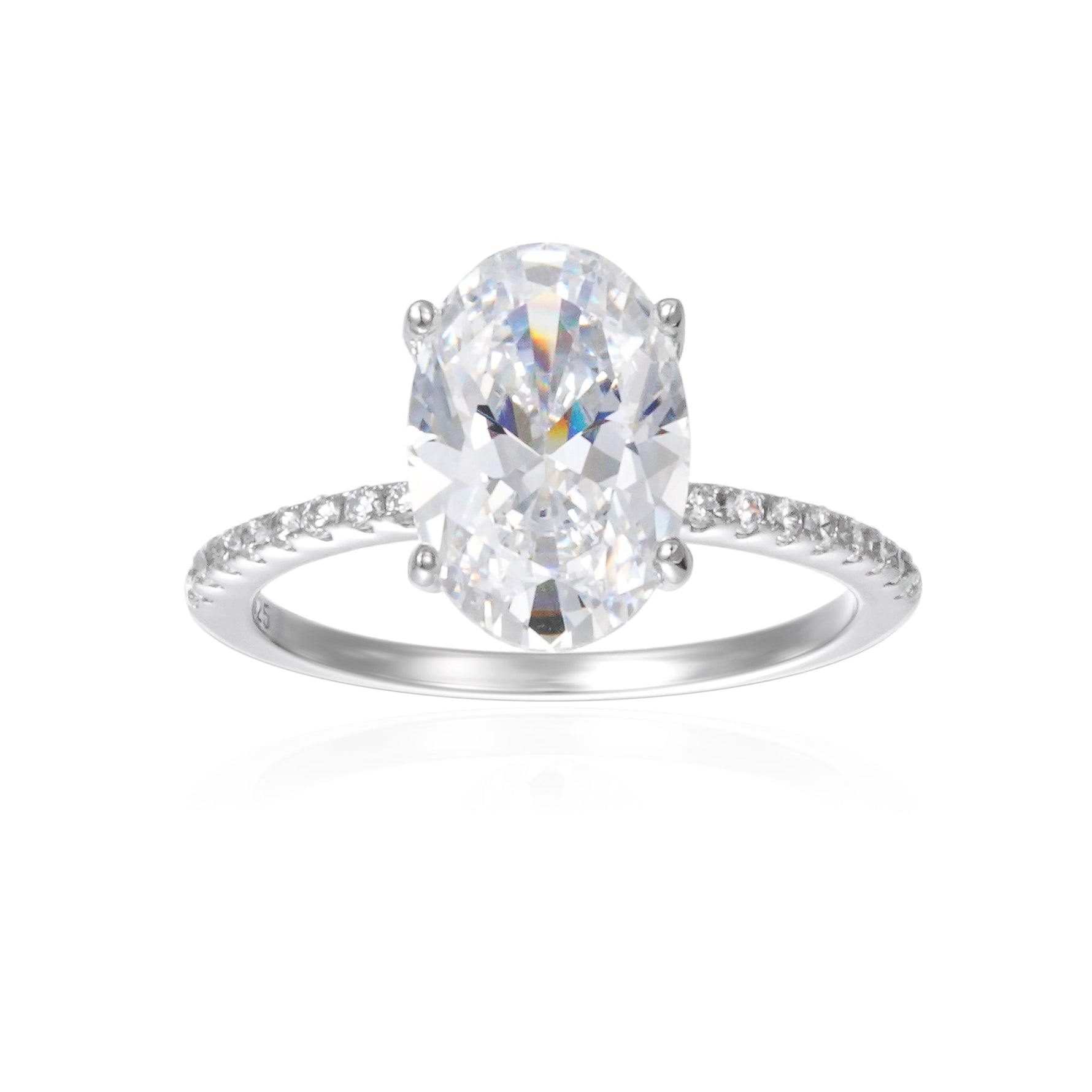 East Sider Engagement Ring in Silver - Features 5A CZ 2 Carat Stone!