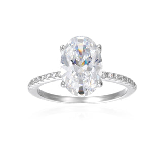 East Sider Engagement Ring in Silver - Features 5A CZ 2 Carat Stone!