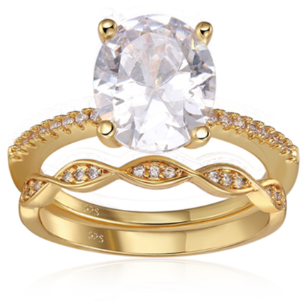 Miley Engagement Ring Set in Gold - Demi-Fine, Fully Fabulous Set