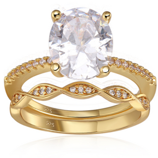 Miley Engagement Ring Set in Gold - Demi-Fine, Fully Fabulous Set