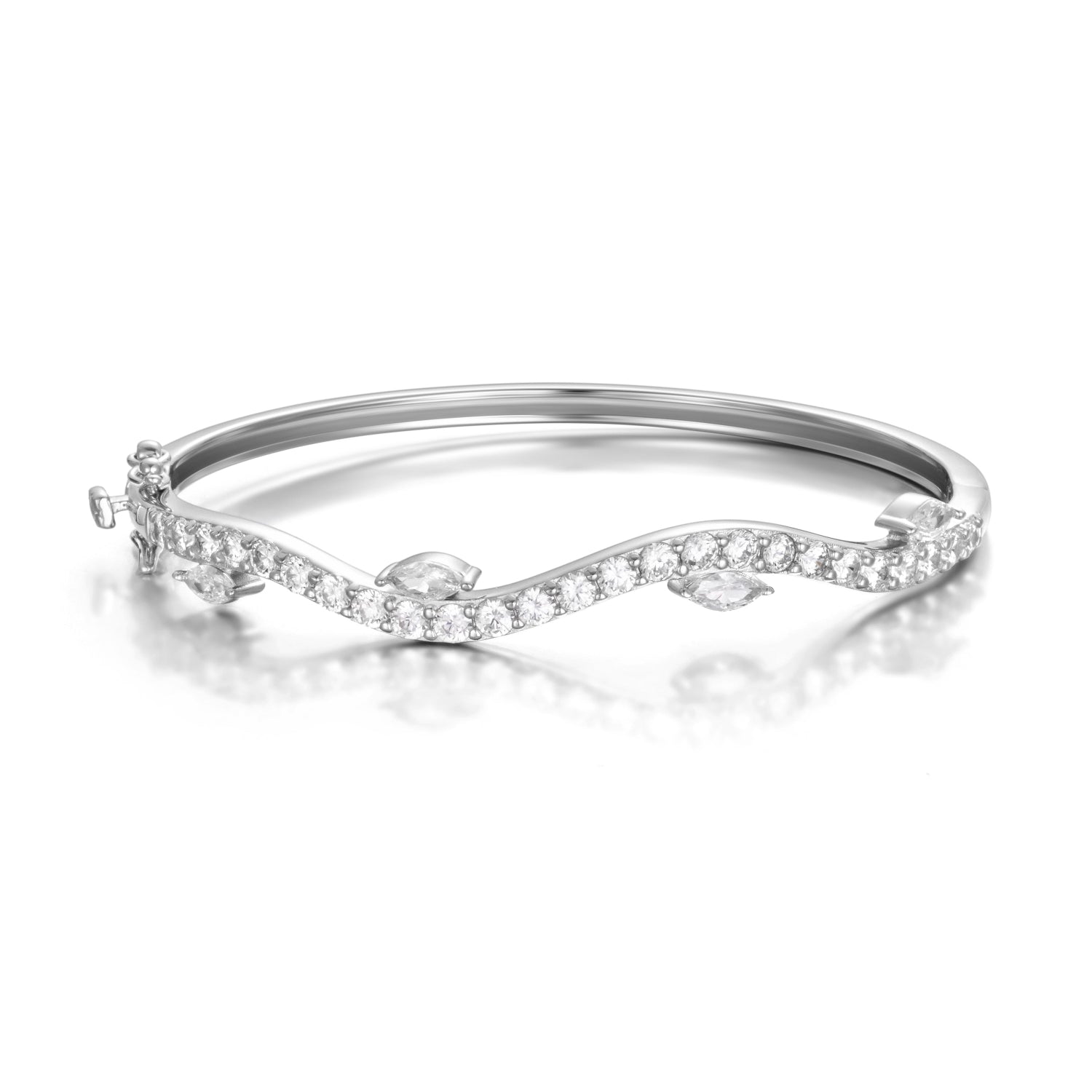 Wave Bracelet - Sterling Silver with Extra Sparkle