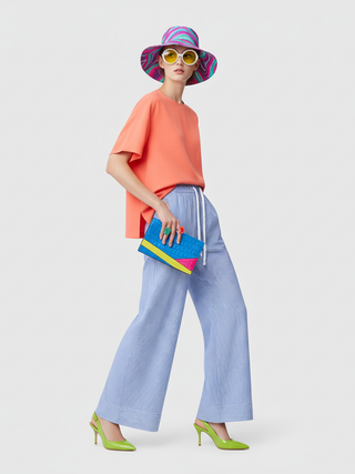 Striped Wide-Leg Pants, Hamptons | Women - BYMANYC ® New York