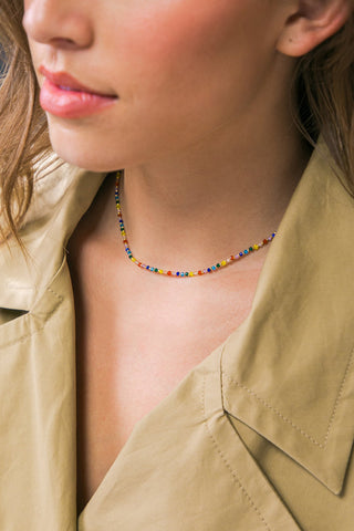 COLORED ENAMEL PEARL NECKLACE - By Baano