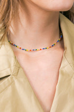 COLORED ENAMEL PEARL NECKLACE - By Baano