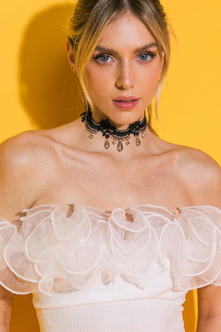 SEXY LACE PEARL CHOKER NECKLACE - By Baano