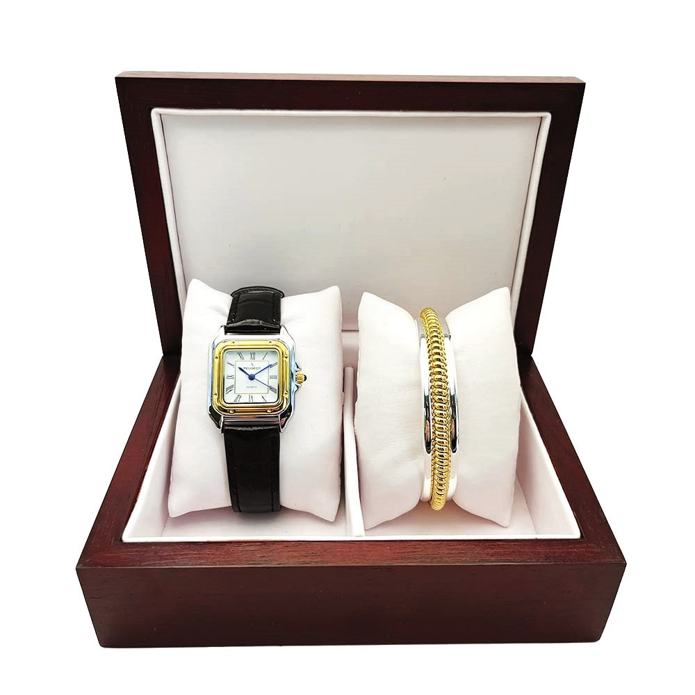 WOMENS 2 TONE WATCH GIFT SET WITH CUFF BRACELET Peugeot Watches