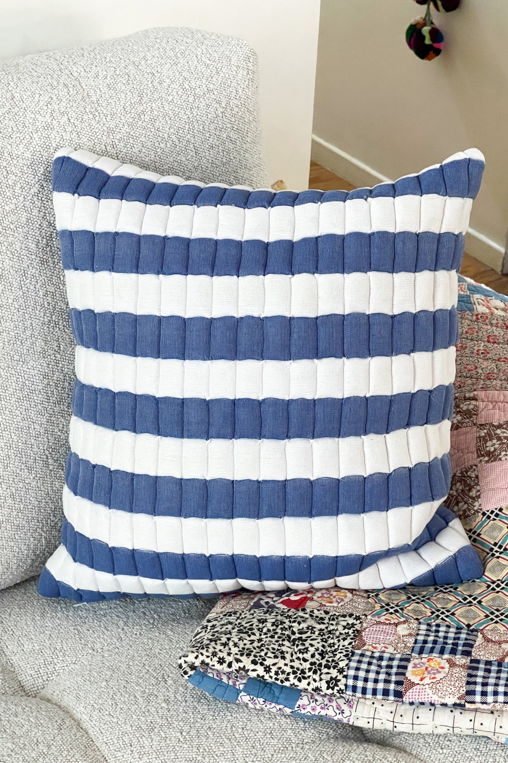 Sujani Striped Quilted Pillow