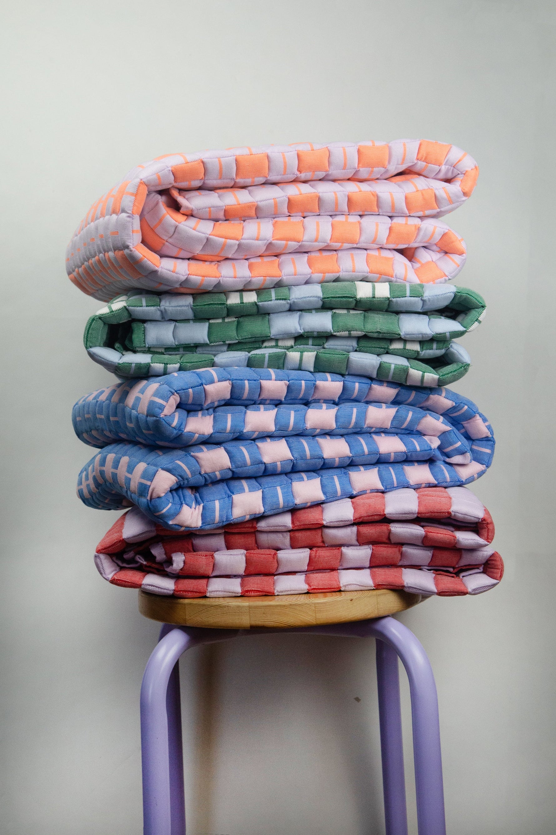 Quilted Sujani Throw Blanket - Soft Lilac and Red