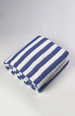 Quilted Sujani Throw Blanket - Blue and White Striped
