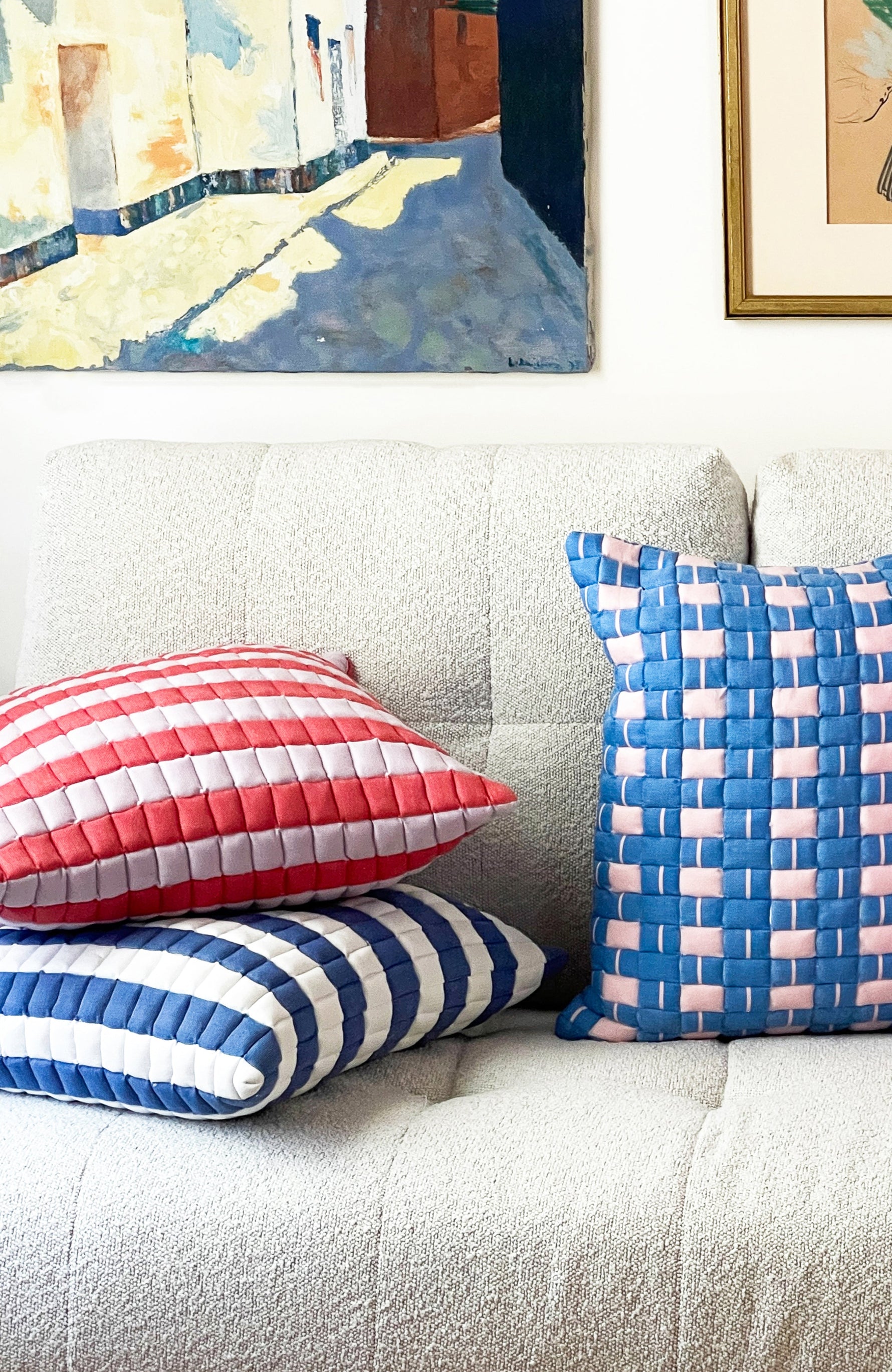 Sujani Striped Quilted Pillow