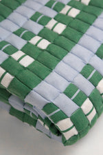 Quilted Sujani Throw Blanket - Soft Blue, White and Green