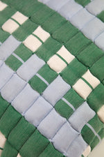 Sujani Quilted Pillow — Baby Blue, White and Green