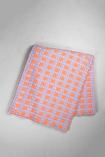 Quilted Sujani Throw Blanket - Pastel Lilac and Neon Orange