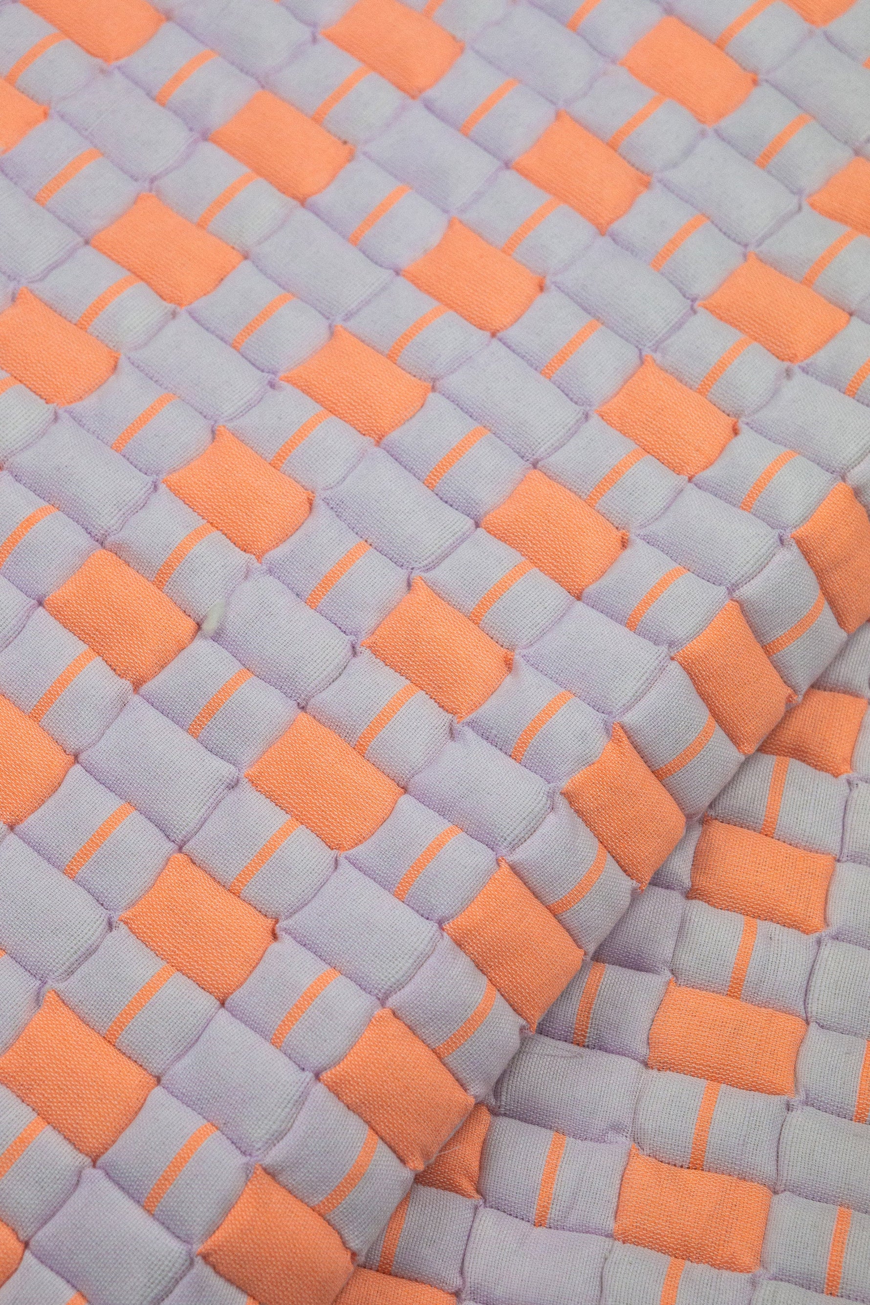 Quilted Sujani Throw Blanket - Pastel Lilac and Neon Orange
